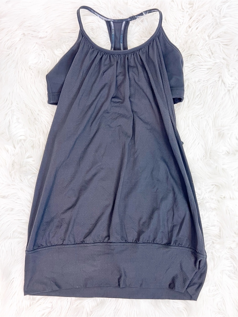 LULULEMON BLACK SPORTS BRA BANDED HEM RACER BACK TANK TOP WOMENS 8